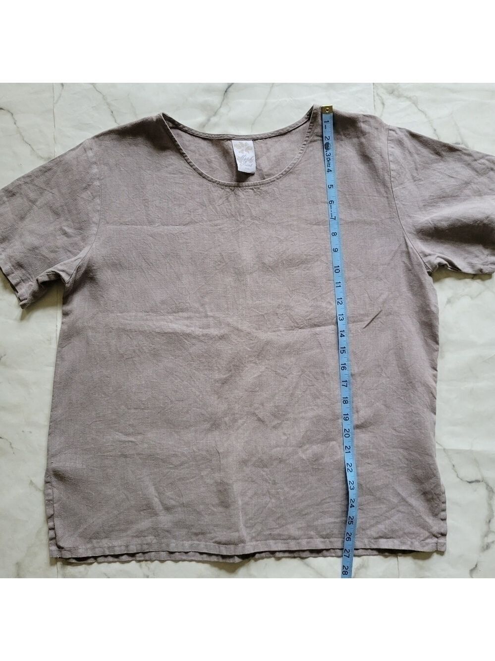 Match Point Round Neck Linen Scoop Neck Top Tee - Picture 6 of 8